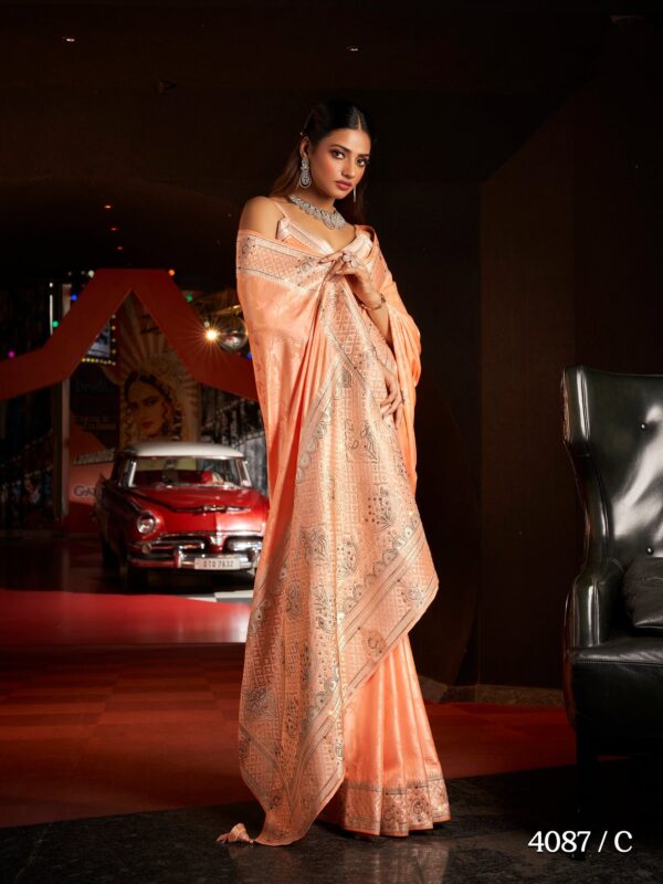 Ethereal Elegance Satin Silk Saree - Image 3