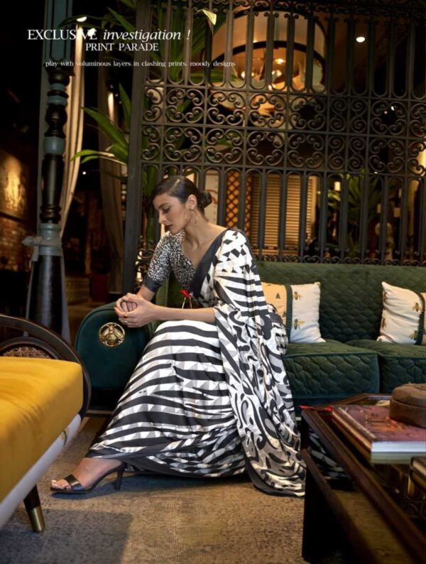 Printed Comfort Satin Saree - Image 2