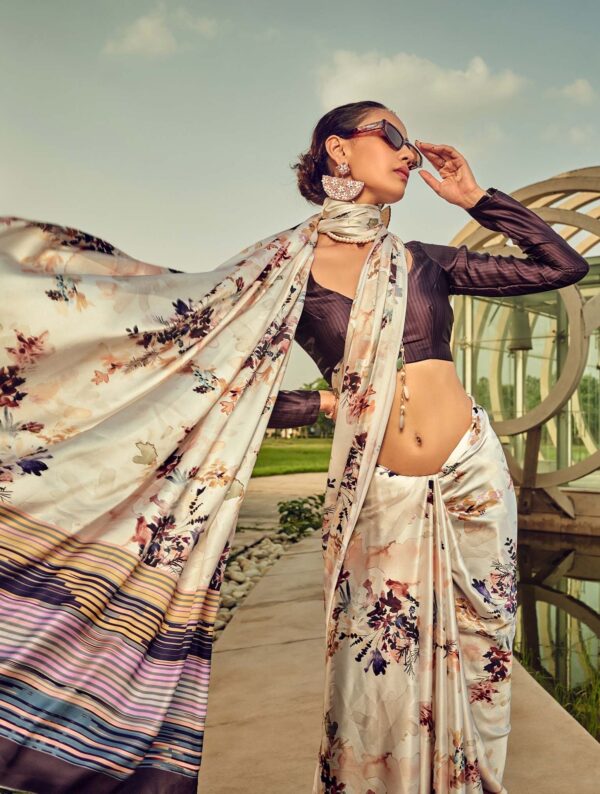 Everyday Blossom Satin Silk Saree - Image 2
