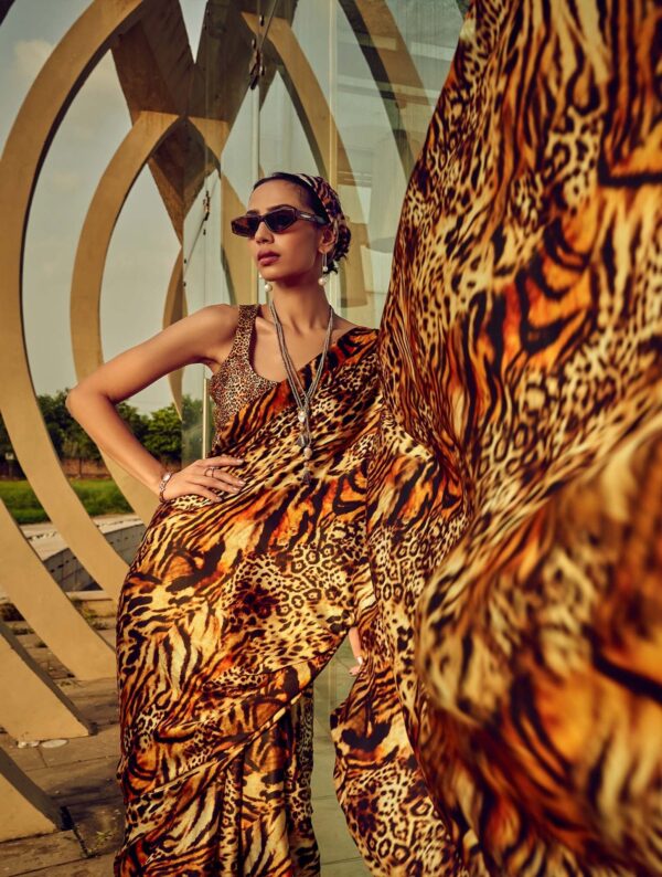 Graceful Satin Silk Print Saree